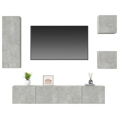 vidaXL 5 Piece TV Cabinet Set Concrete Grey Engineered Wood