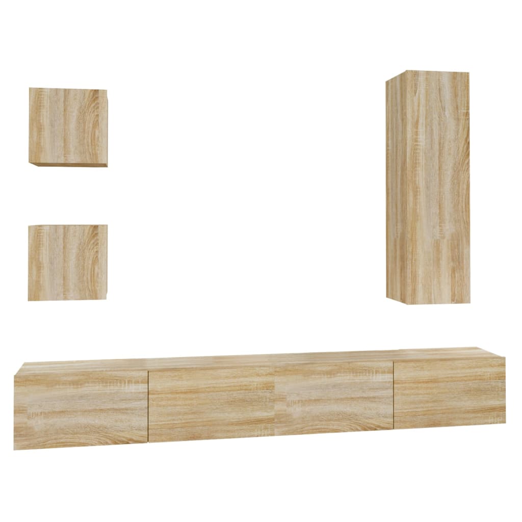 vidaXL TV Cabinet Set | Set of 5 | Sonoma Oak | Engineered Wood | Large