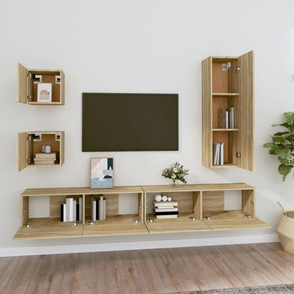 vidaXL TV Cabinet Set | Set of 5 | Sonoma Oak | Engineered Wood | Large