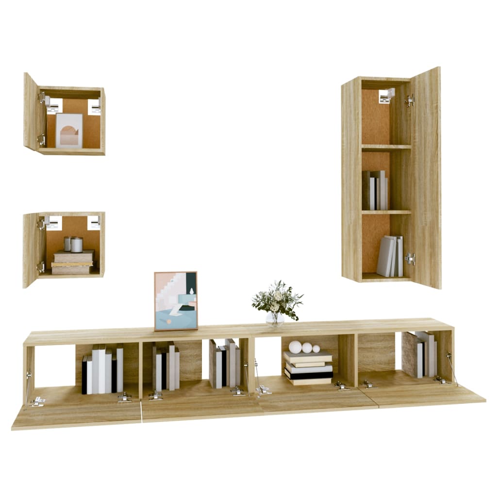 vidaXL TV Cabinet Set | Set of 5 | Sonoma Oak | Engineered Wood | Large