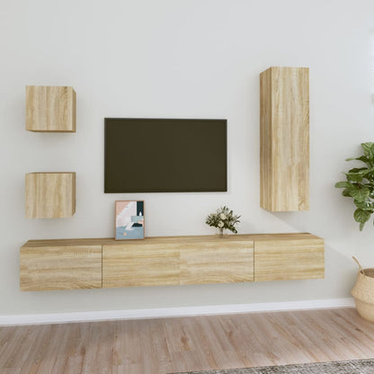 vidaXL TV Cabinet Set | Set of 5 | Sonoma Oak | Engineered Wood | Large