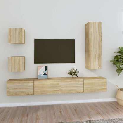 vidaXL 5 Piece TV Cabinet Set Sonoma Oak Engineered Wood