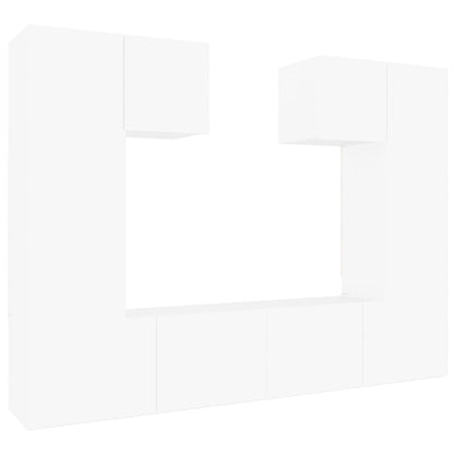 vidaXL 6 Piece TV Cabinet Set White Engineered Wood