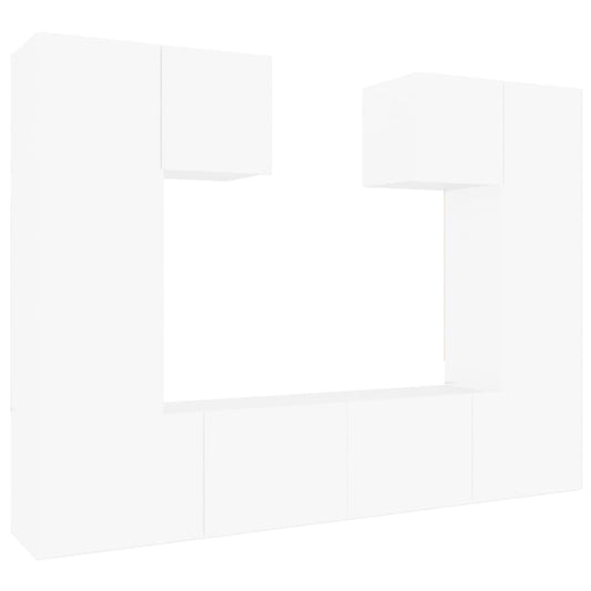 vidaXL 6 Piece TV Cabinet Set White Engineered Wood