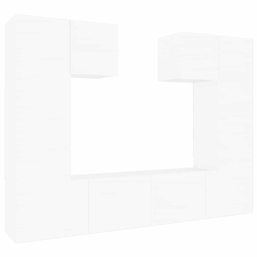 vidaXL 6 Piece TV Cabinet Set White Engineered Wood