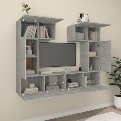 vidaXL 6 Piece TV Cabinet Set Concrete Grey Engineered Wood