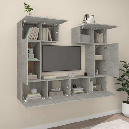 vidaXL 6 Piece TV Cabinet Set Concrete Grey Engineered Wood