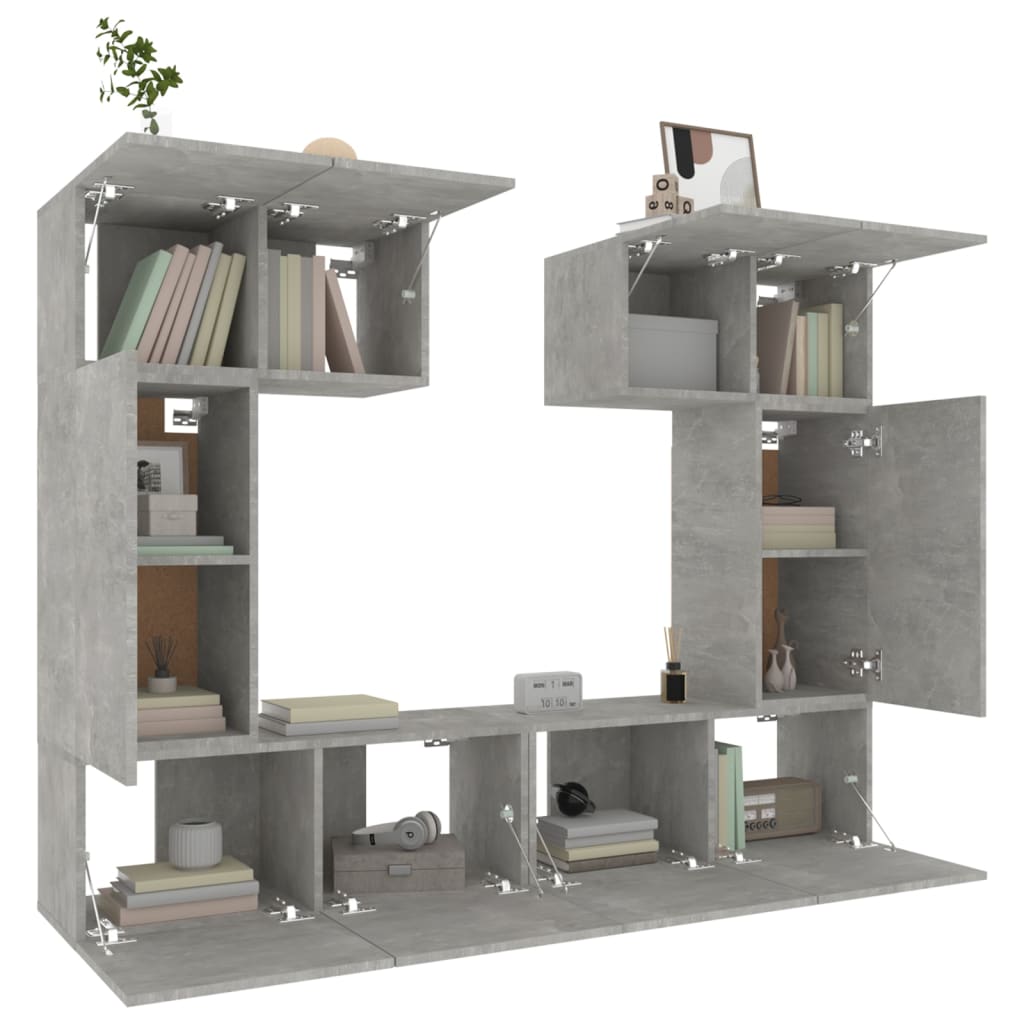 vidaXL 6 Piece TV Cabinet Set Concrete Grey Engineered Wood