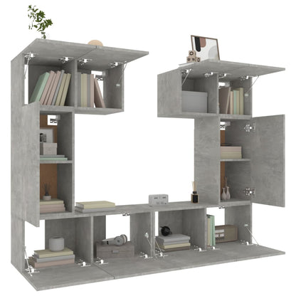 vidaXL 6 Piece TV Cabinet Set Concrete Grey Engineered Wood