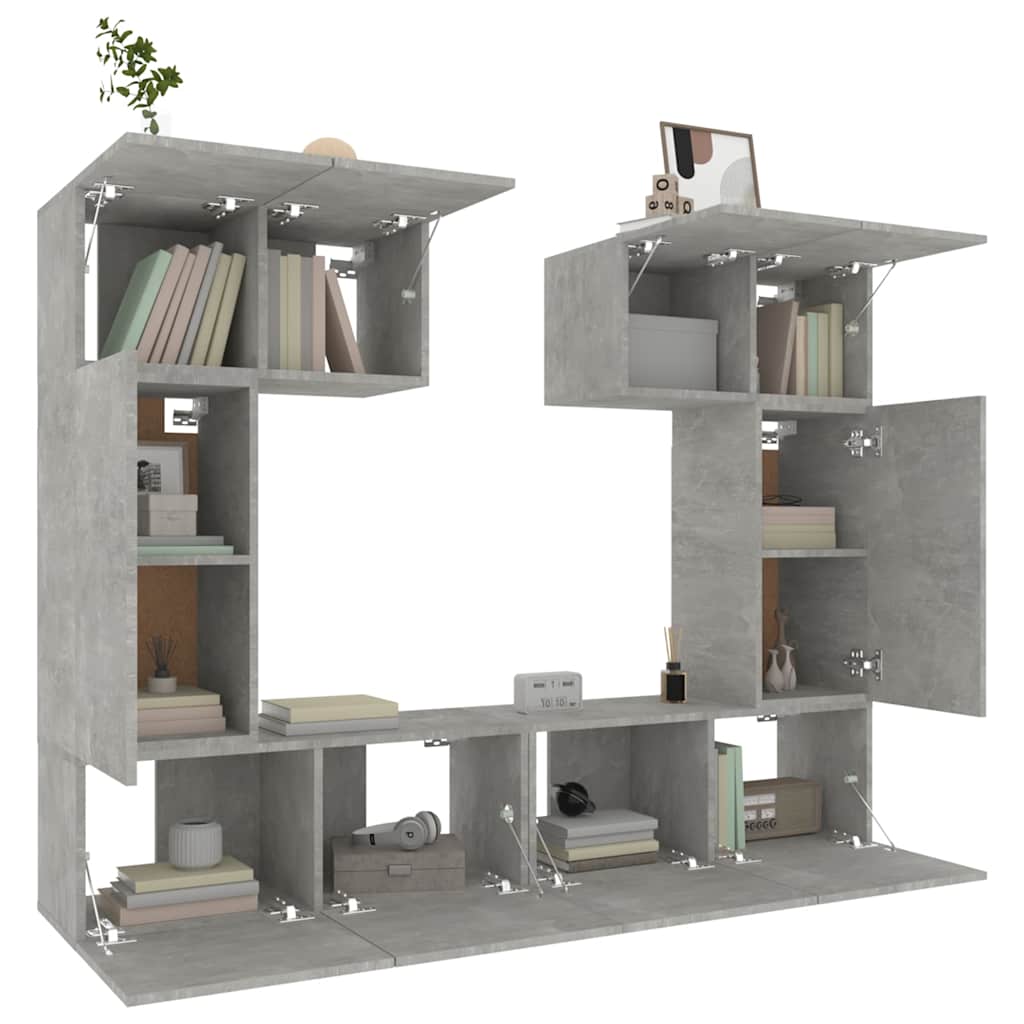 vidaXL 6 Piece TV Cabinet Set Concrete Grey Engineered Wood