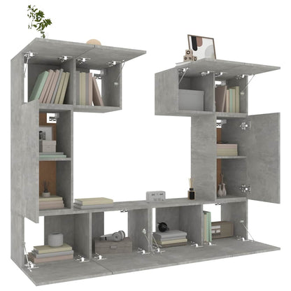 vidaXL 6 Piece TV Cabinet Set Concrete Grey Engineered Wood