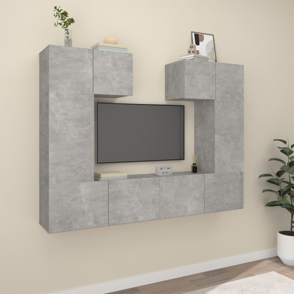 vidaXL 6 Piece TV Cabinet Set Concrete Grey Engineered Wood