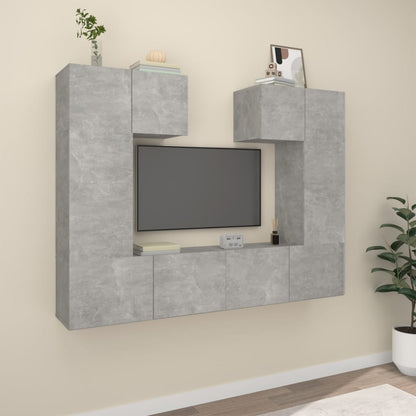 vidaXL 6 Piece TV Cabinet Set Concrete Grey Engineered Wood