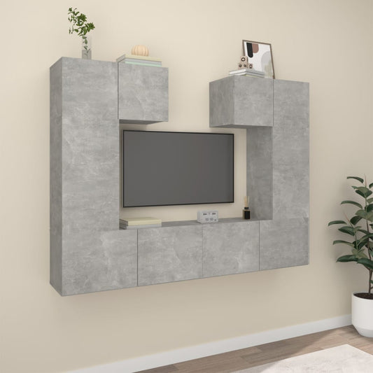 vidaXL 6 Piece TV Cabinet Set Concrete Grey Engineered Wood