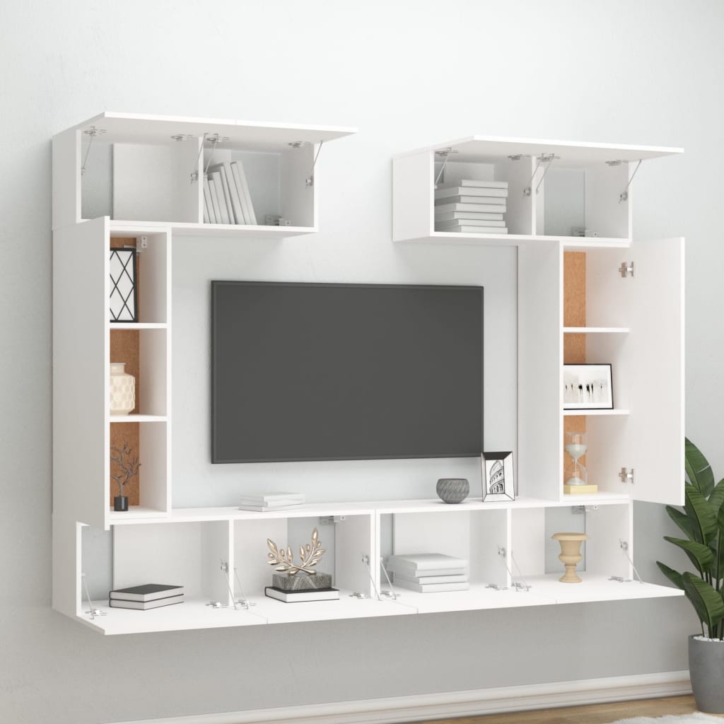 vidaXL 6 Piece TV Cabinet Set White Engineered Wood