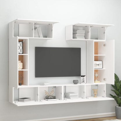 vidaXL 6 Piece TV Cabinet Set White Engineered Wood