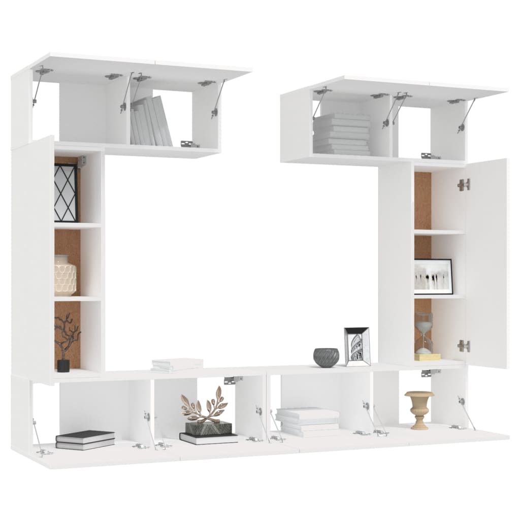 vidaXL 6 Piece TV Cabinet Set White Engineered Wood