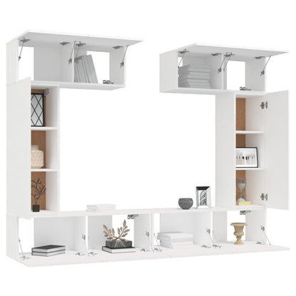 vidaXL 6 Piece TV Cabinet Set White Engineered Wood