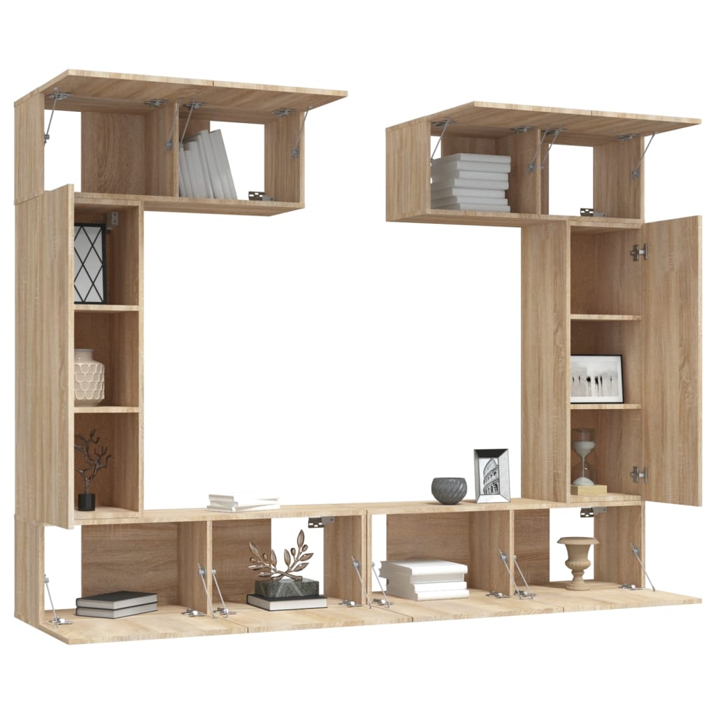 vidaXL 6 Piece TV Cabinet Set Sonoma Oak Engineered Wood