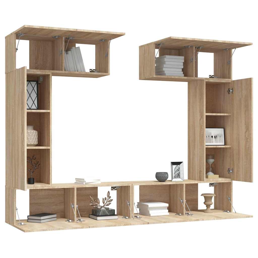 vidaXL 6 Piece TV Cabinet Set Sonoma Oak Engineered Wood