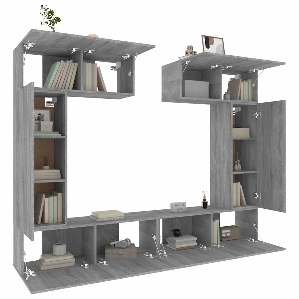 vidaXL 6 Piece TV Cabinet Set Grey Sonoma Engineered Wood