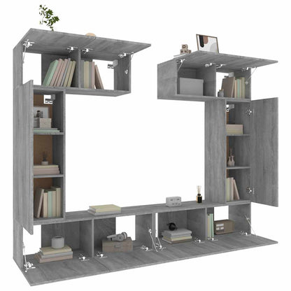 vidaXL 6 Piece TV Cabinet Set Grey Sonoma Engineered Wood
