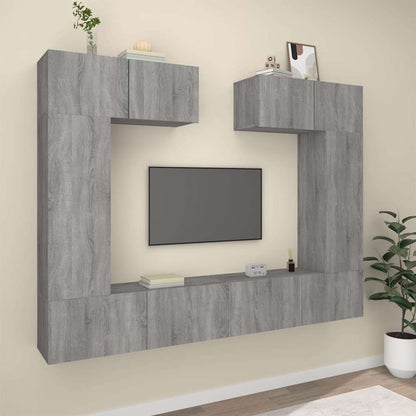 vidaXL 6 Piece TV Cabinet Set Grey Sonoma Engineered Wood