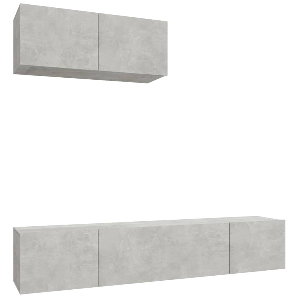 vidaXL 3 Piece TV Cabinet Set Concrete Grey Engineered Wood
