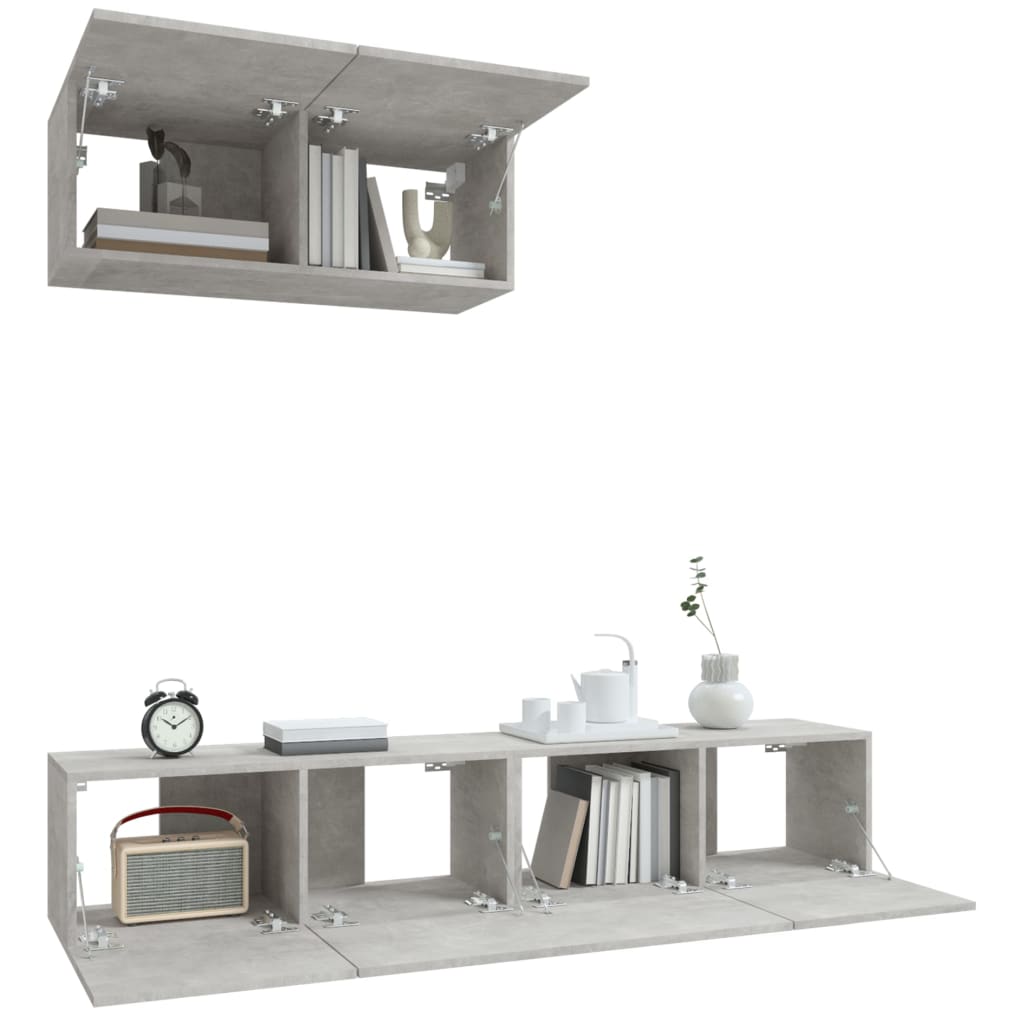 vidaXL 3 Piece TV Cabinet Set Concrete Grey Engineered Wood
