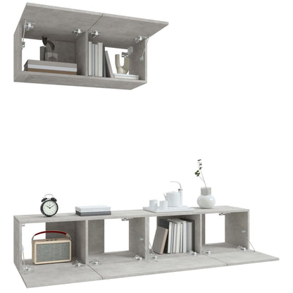 vidaXL 3 Piece TV Cabinet Set Concrete Grey Engineered Wood