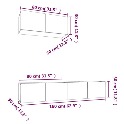 vidaXL 3 Piece TV Cabinet Set Concrete Grey Engineered Wood