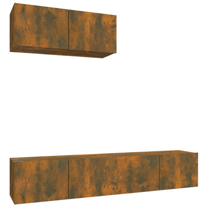 vidaXL 3 Piece TV Cabinet Set Smoked Oak Engineered Wood