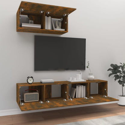 vidaXL 3 Piece TV Cabinet Set Smoked Oak Engineered Wood