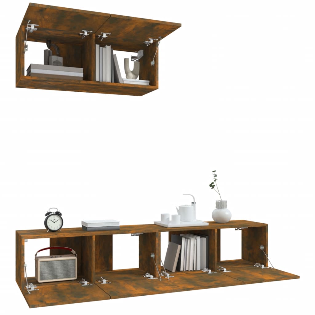 vidaXL 3 Piece TV Cabinet Set Smoked Oak Engineered Wood