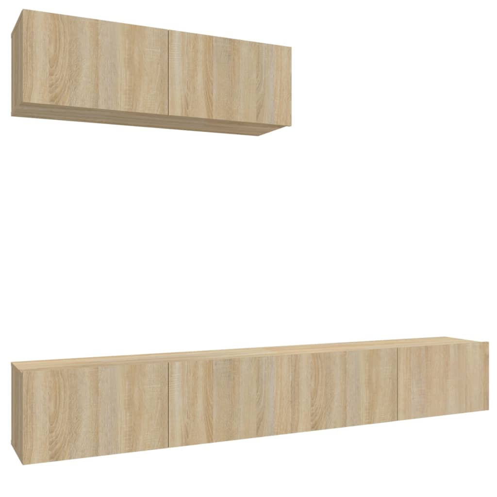 vidaXL 3 Piece TV Cabinet Set Sonoma Oak Engineered Wood