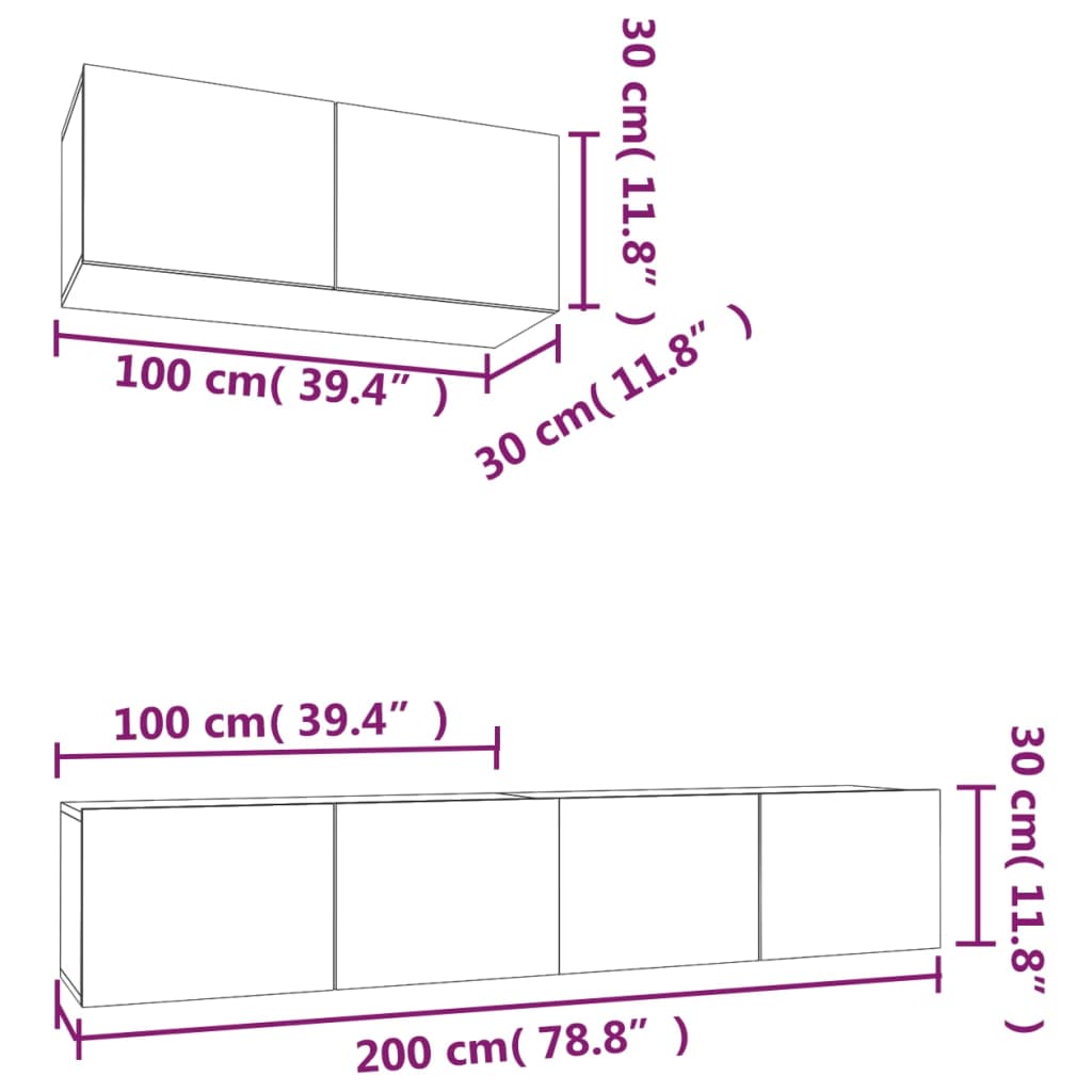 vidaXL 3 Piece TV Cabinet Set Sonoma Oak Engineered Wood