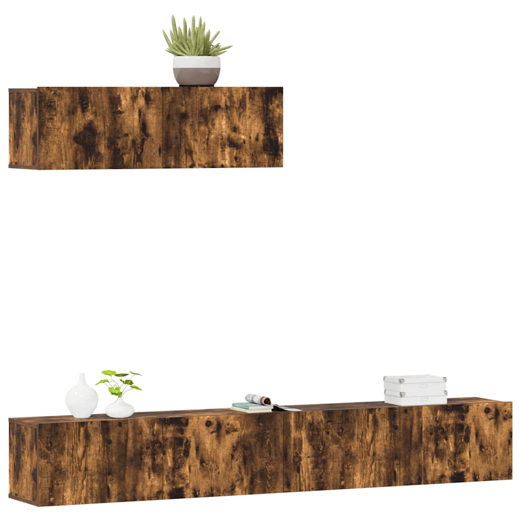 vidaXL 3 Piece TV Cabinet Set Smoked Oak Engineered Wood