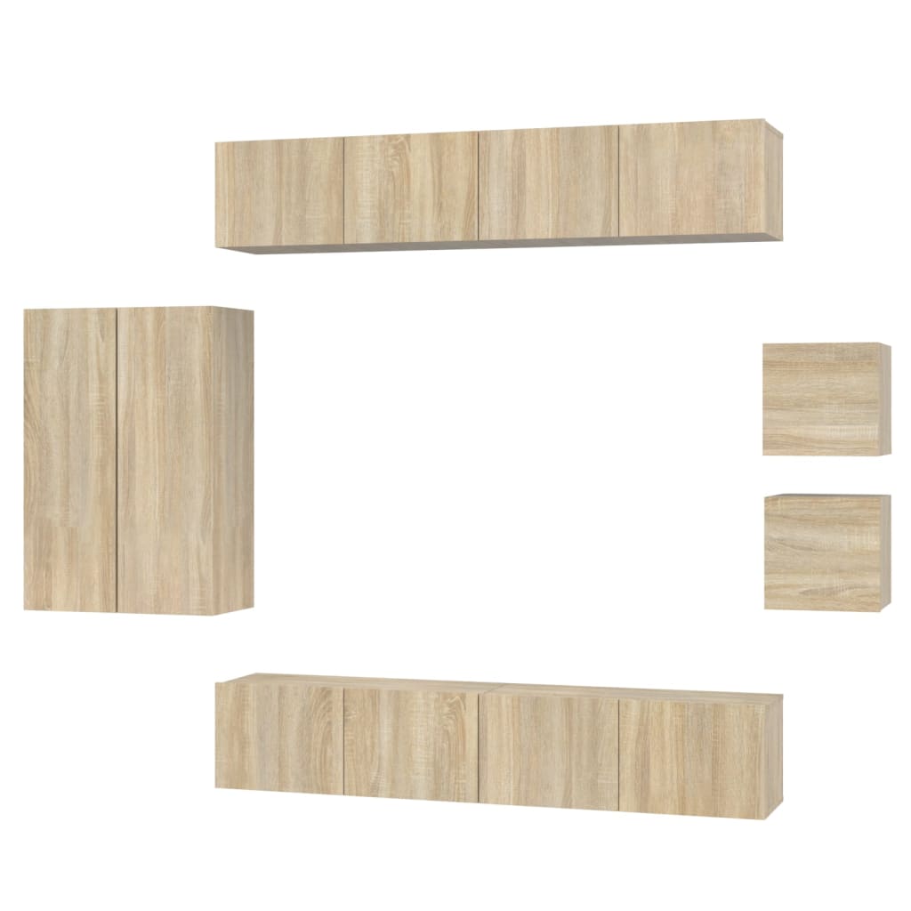 vidaXL 8 Piece TV Cabinet Set Sonoma Oak Engineered Wood