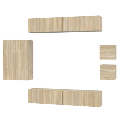 vidaXL 8 Piece TV Cabinet Set Sonoma Oak Engineered Wood