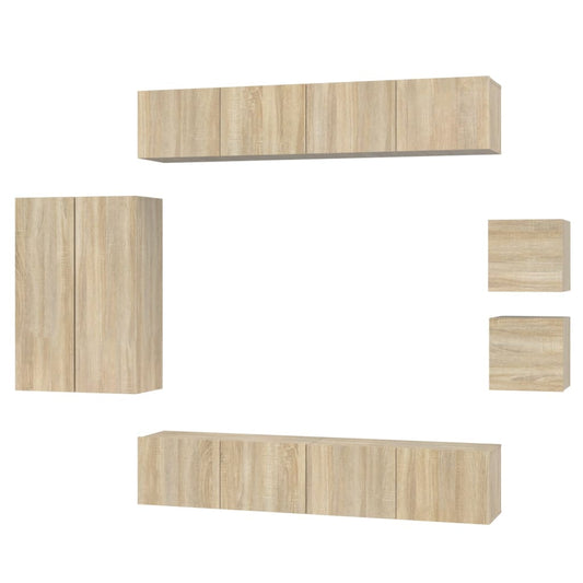 vidaXL 8 Piece TV Cabinet Set Sonoma Oak Engineered Wood