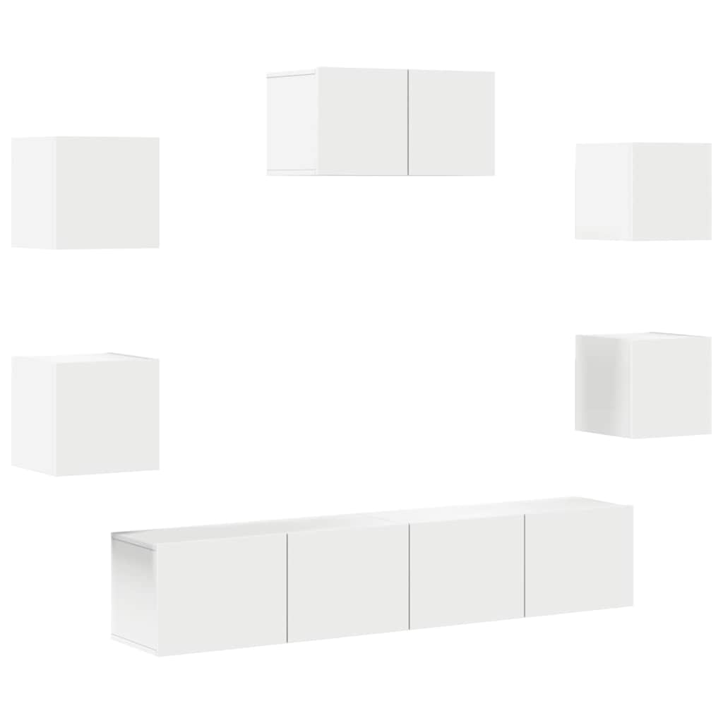 vidaXL 7 Piece TV Cabinet Set White Engineered Wood