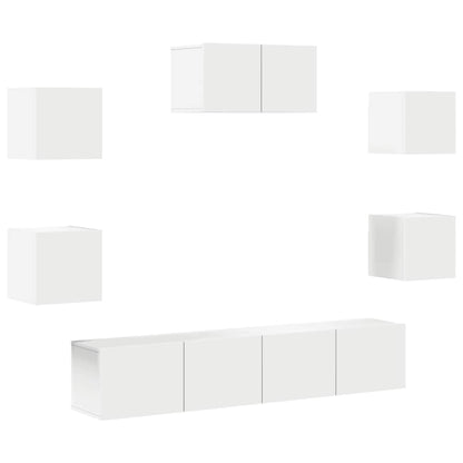 vidaXL 7 Piece TV Cabinet Set White Engineered Wood