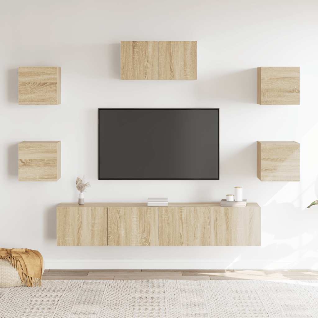 vidaXL 7 Piece TV Cabinet Set Sonoma Oak Engineered Wood