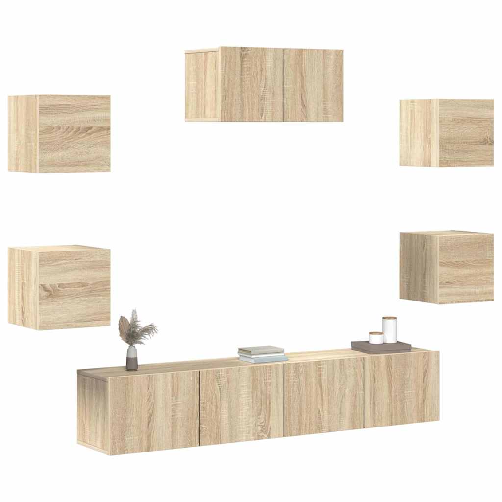 vidaXL 7 Piece TV Cabinet Set Sonoma Oak Engineered Wood