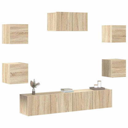 vidaXL 7 Piece TV Cabinet Set Sonoma Oak Engineered Wood