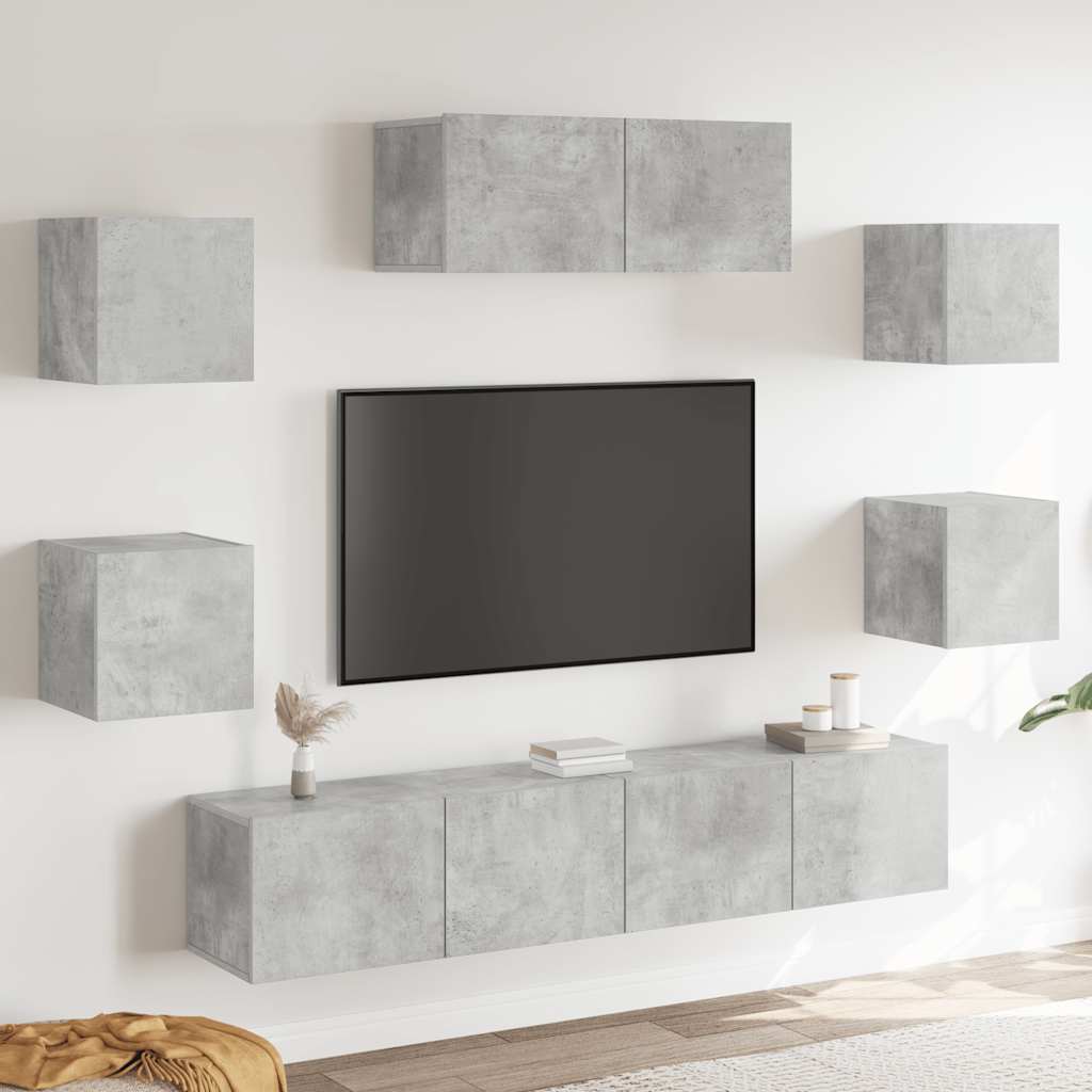 vidaXL 7 Piece TV Cabinet Set Concrete Grey Engineered Wood