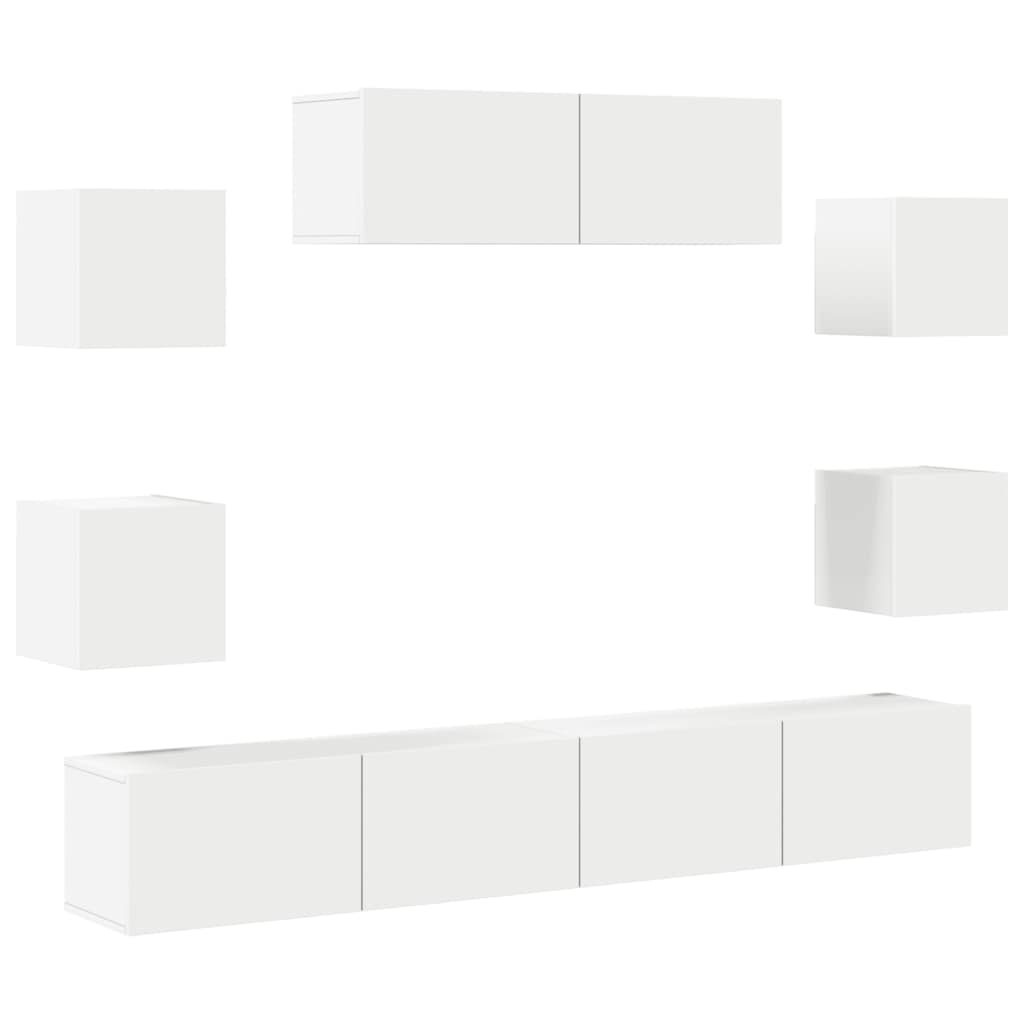 vidaXL 7 Piece TV Cabinet Set White Engineered Wood