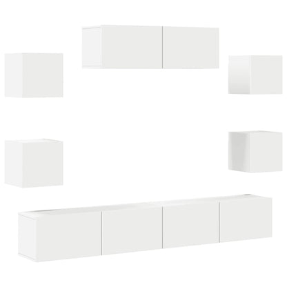 vidaXL 7 Piece TV Cabinet Set White Engineered Wood