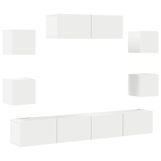 vidaXL 7 Piece TV Cabinet Set White Engineered Wood
