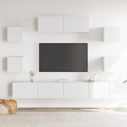 vidaXL 7 Piece TV Cabinet Set White Engineered Wood